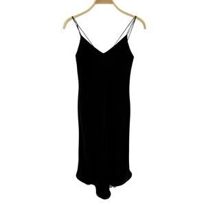 Jones New York Slip Dress Womens 6P Black Excellent Ruffle Hem 90s